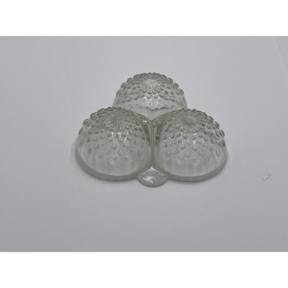Vintage Fenton style glass hobnail candy dish Three section glass nut bowl - Picture 4 of 8